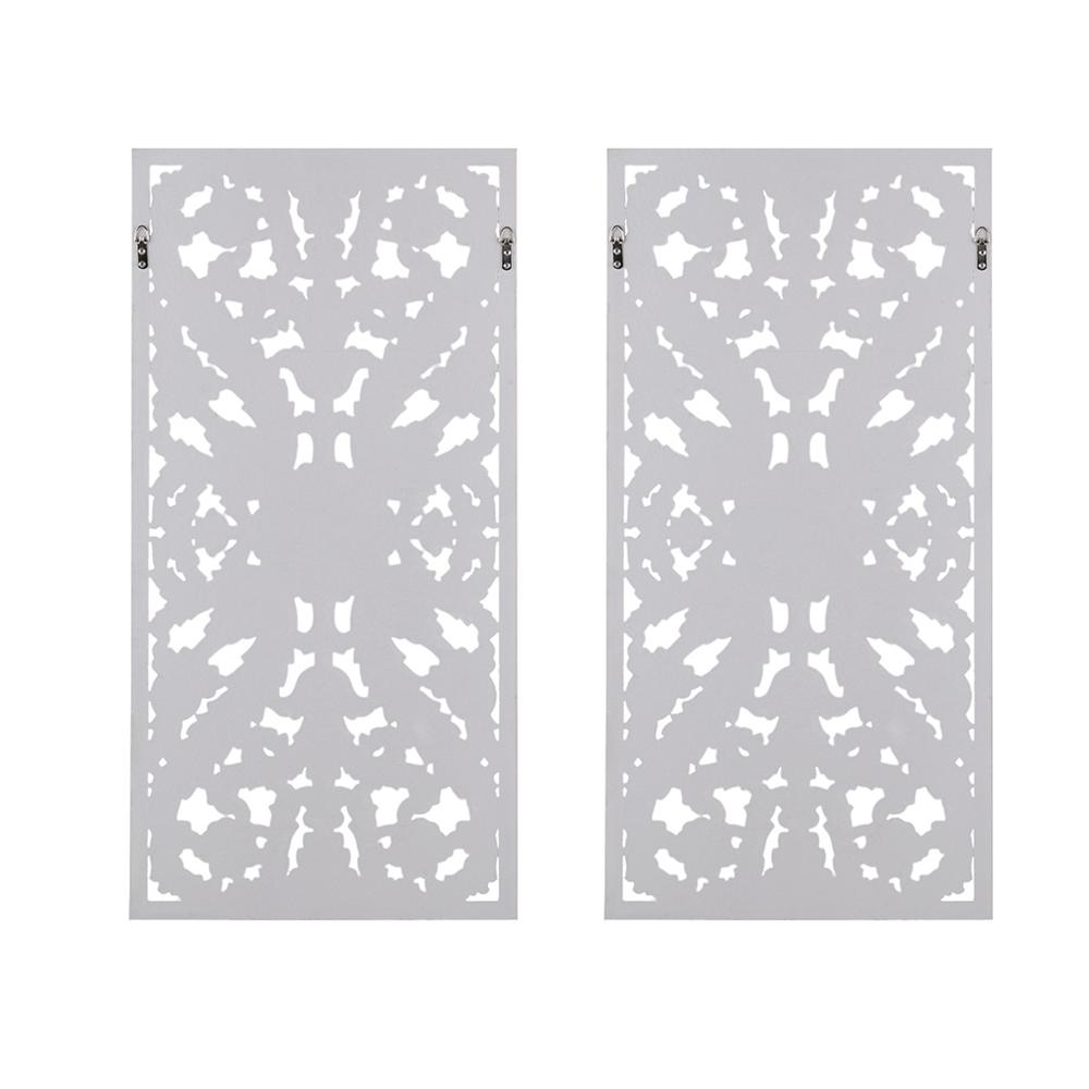 White Botanical-Design Carved Wood Panel Home Décor (Set of 2 Panels)