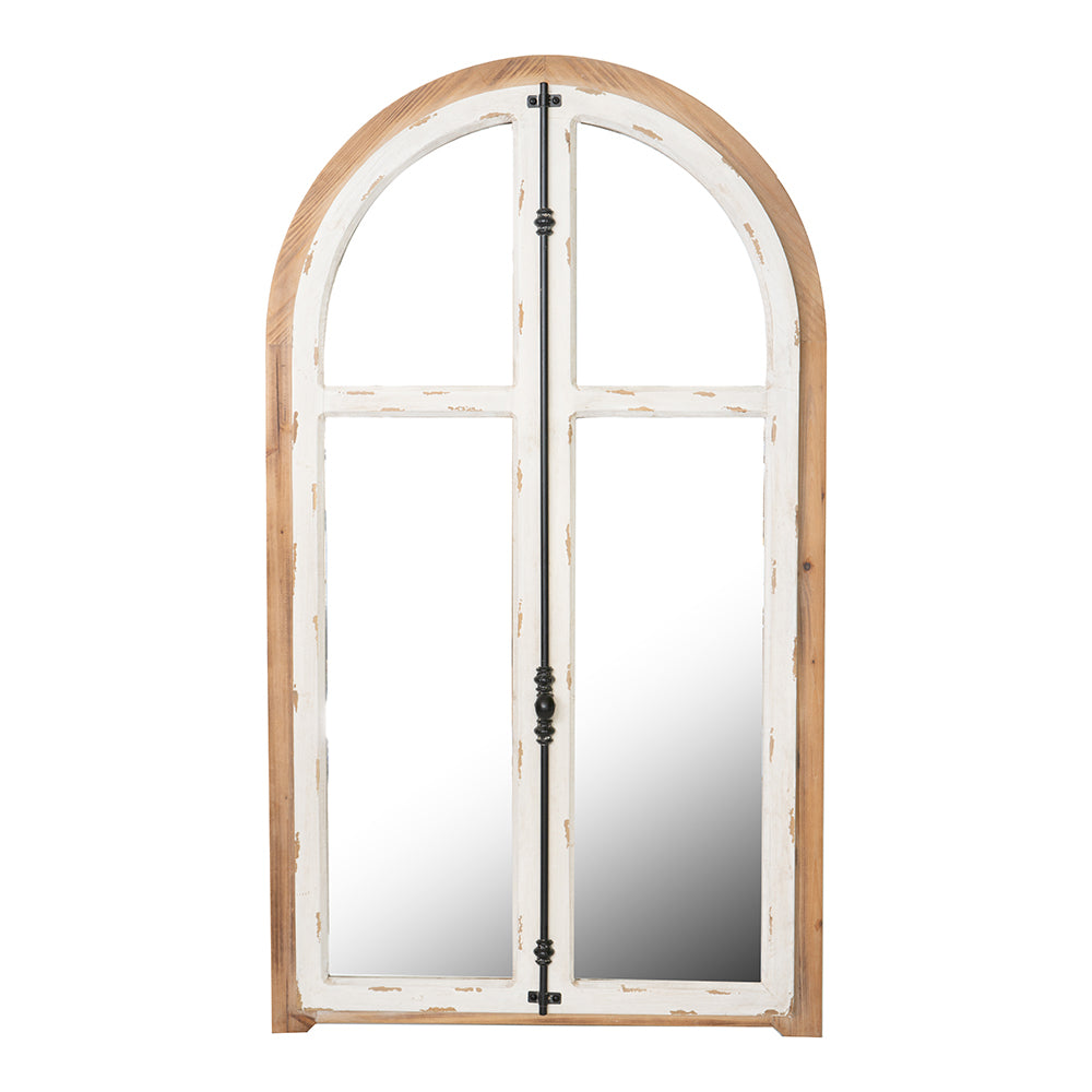 Arched Wooden Wall Mirror