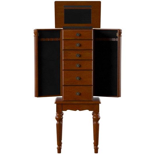 Deep Cherry-Finish Jewelry Armoire
