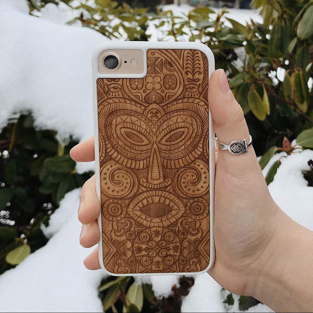 "Tribal Mask" Wooden Phone Case