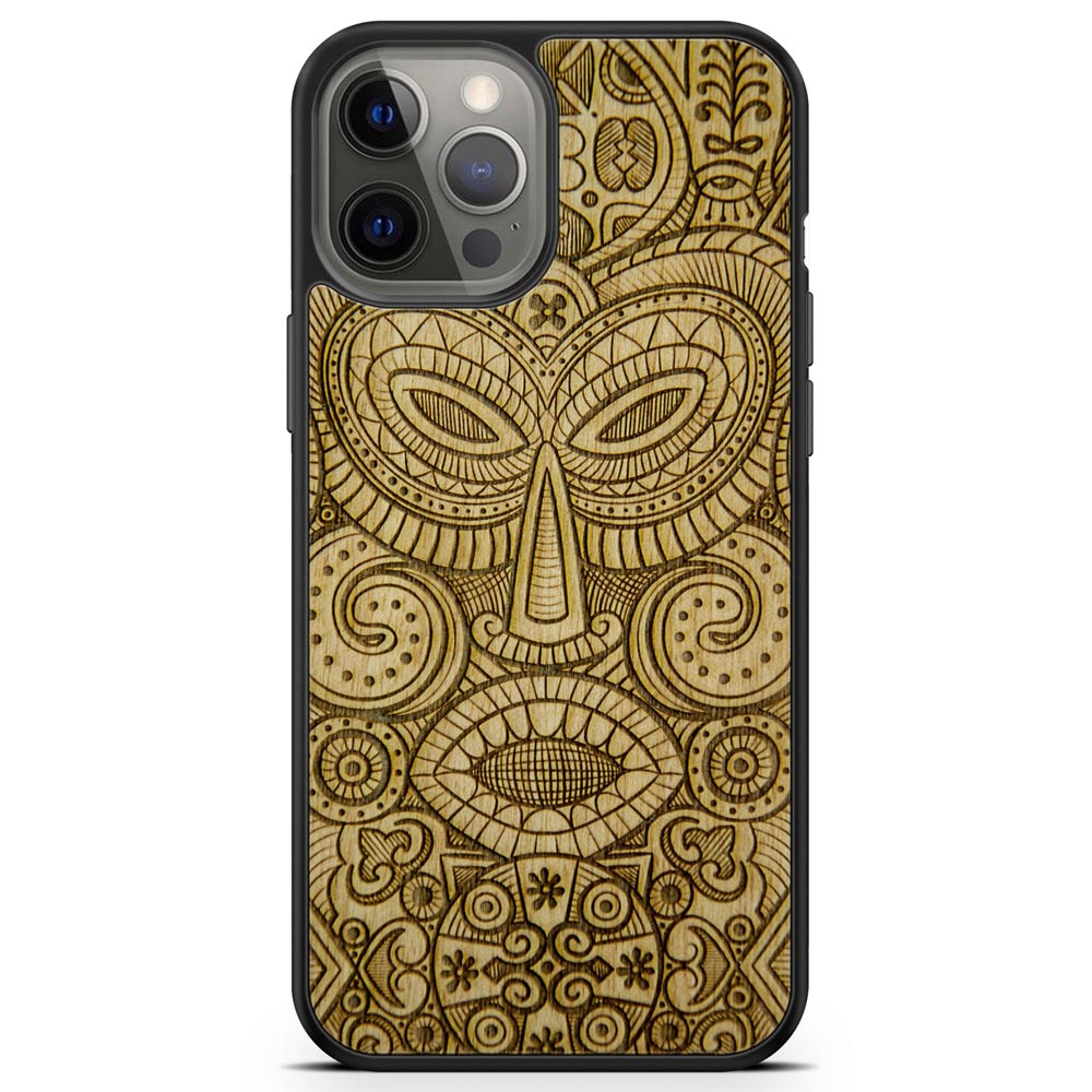 "Tribal Mask" Wooden Phone Case