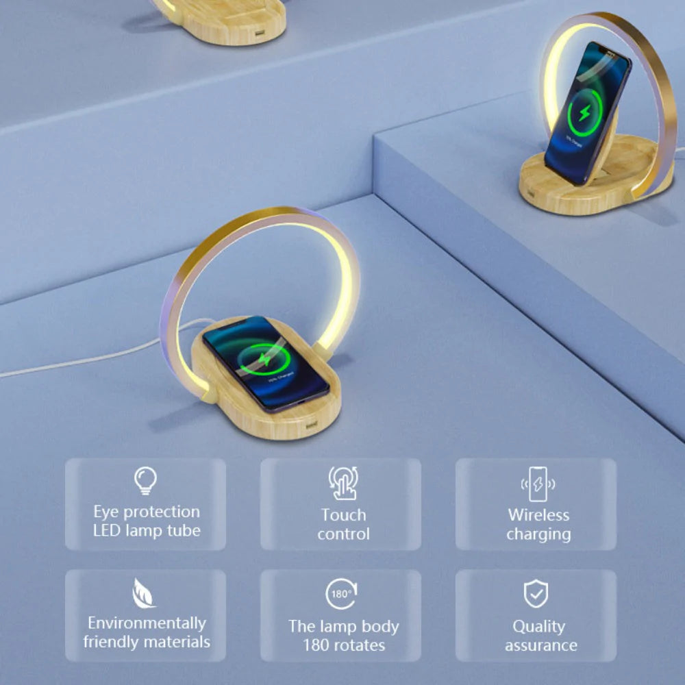 LED Desk Lamp with Built-in 15W Wireless Smartphone Charger