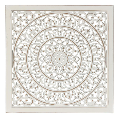 White Square Floral-Patterned Rustic Home Décor