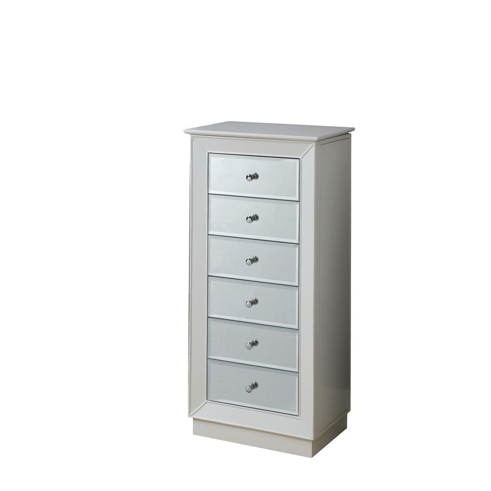 Modern White-Finished Jewelry Armoire