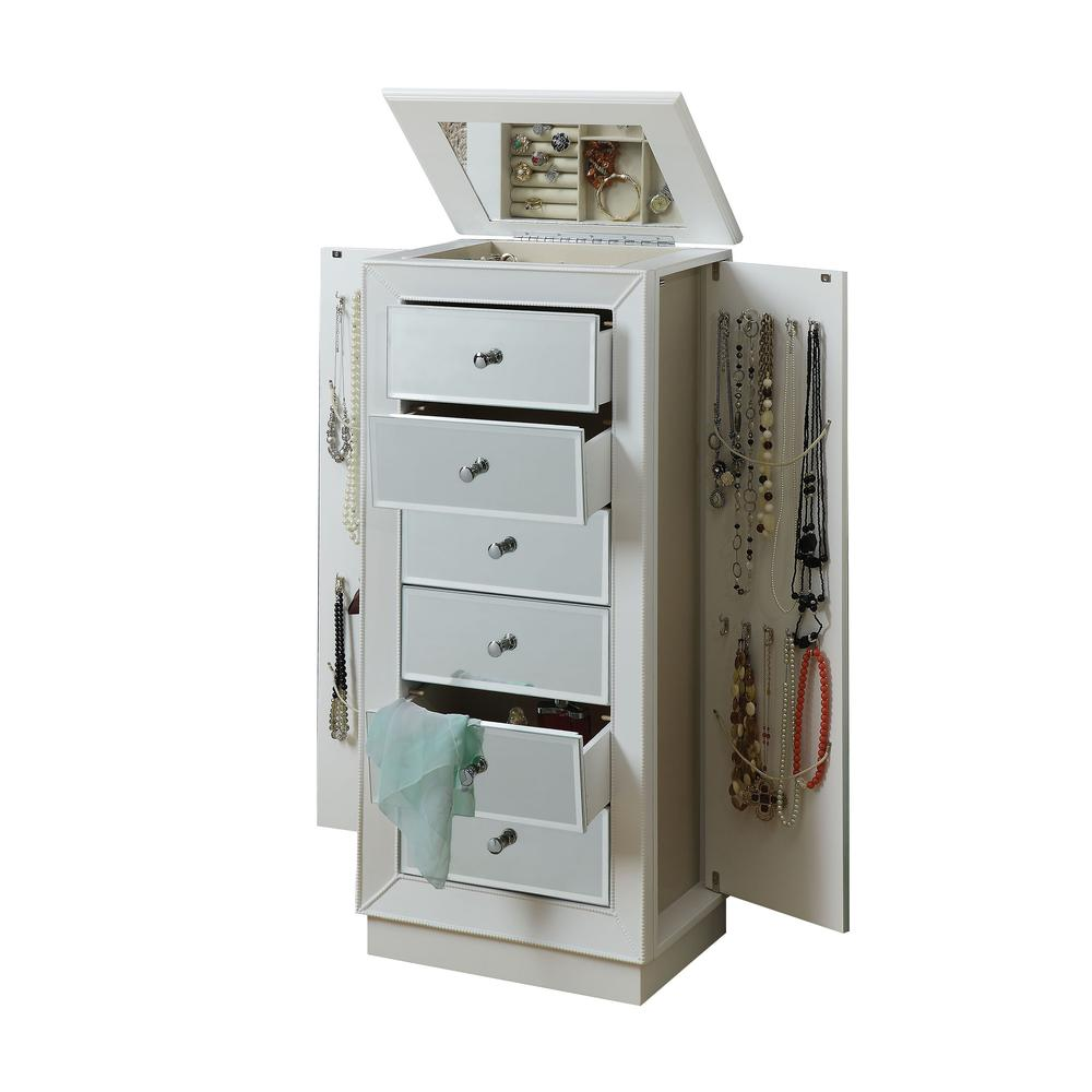 Modern White-Finished Jewelry Armoire