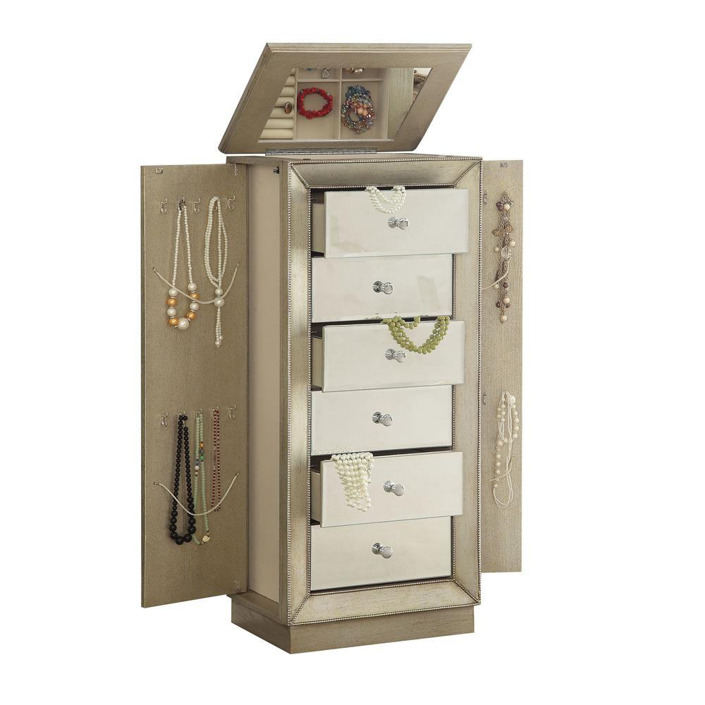 Modern White-Finished Jewelry Armoire