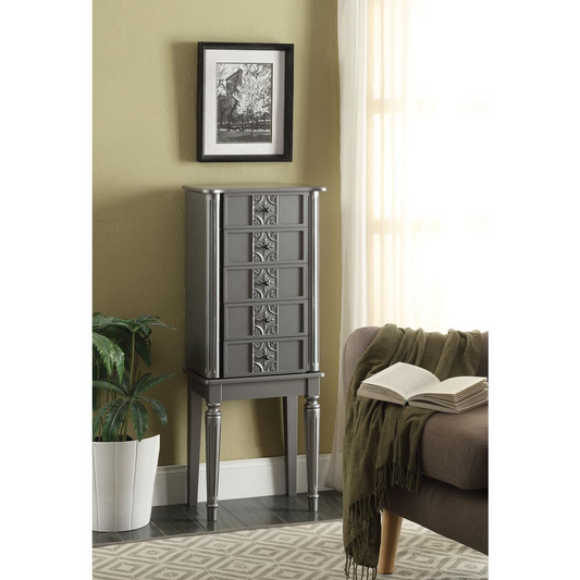 Silver-Finished Jewelry Armoire