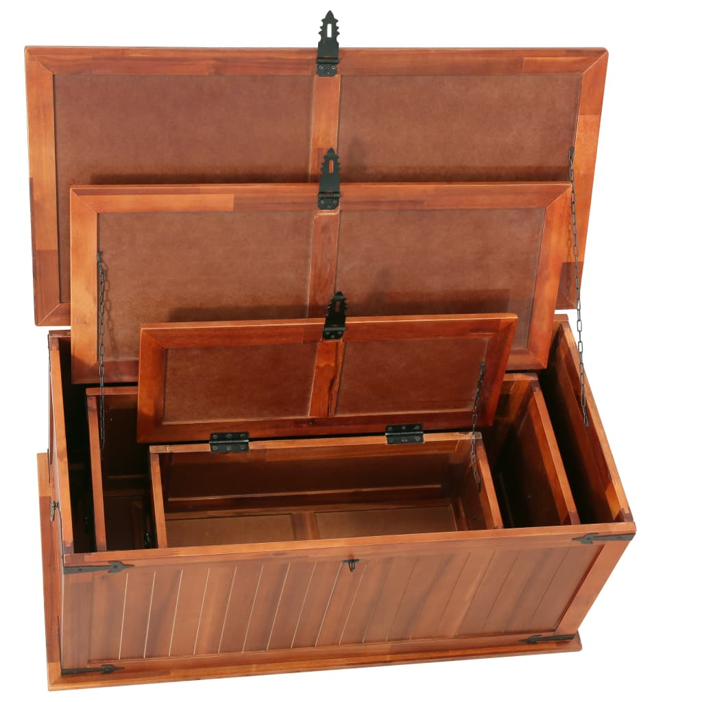 Solid Acacia Wood Storage Chests (3-Piece Set)