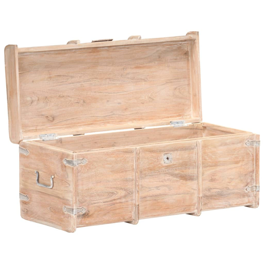 Solid Acacia Wood Storage Chest, with White Finish