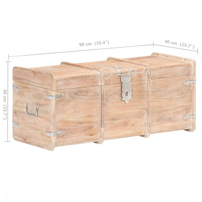 Solid Acacia Wood Storage Chest, with White Finish