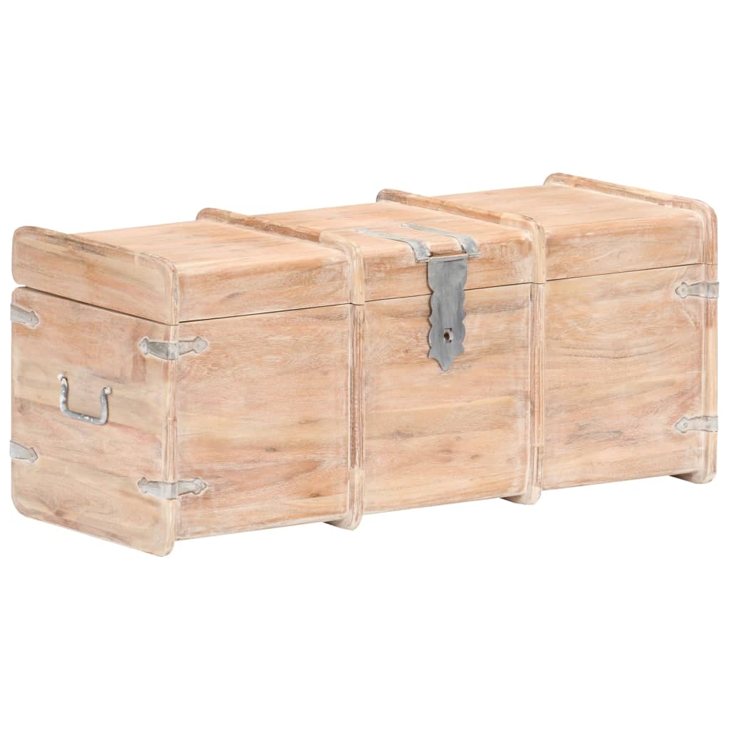 Solid Acacia Wood Storage Chest, with White Finish