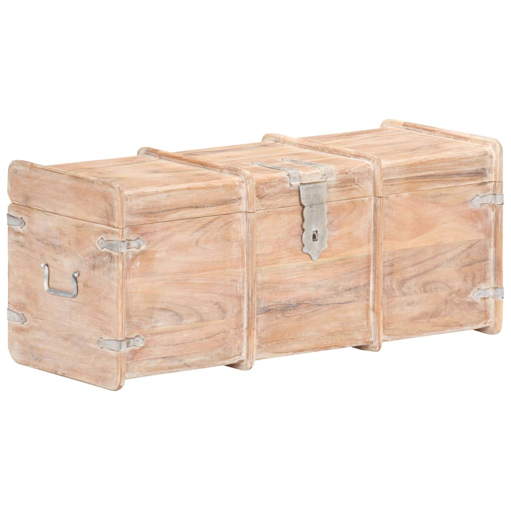 Solid Acacia Wood Storage Chest, with White Finish