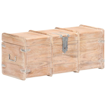 Solid Acacia Wood Storage Chest, with White Finish