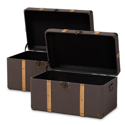 Oak Brown Storage Trunk Set (2-Piece Set)