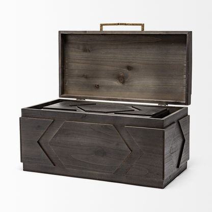 Brown Finished Wooden Boxes (2-Piece Set)