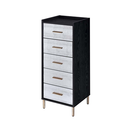 Modern Black, Silver & Gold Finish Jewelry Armoire