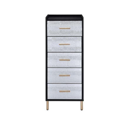 Modern Black, Silver & Gold Finish Jewelry Armoire