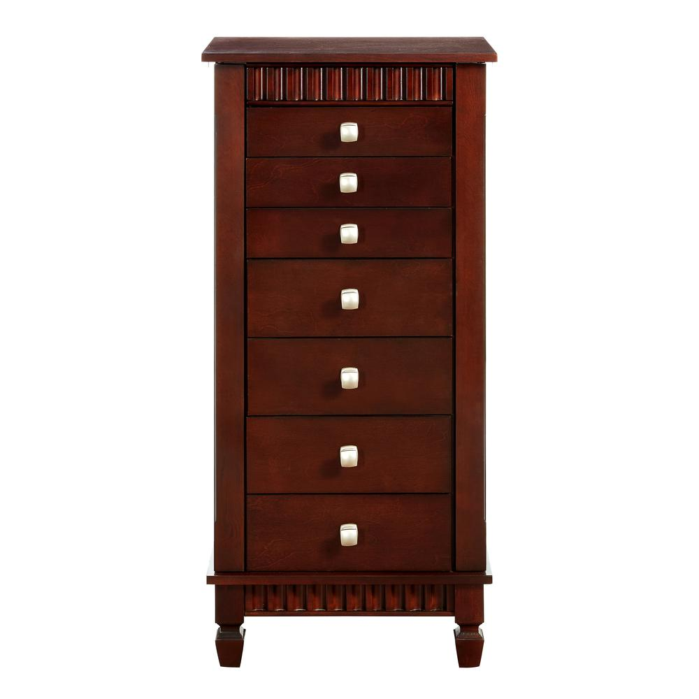 Contemporary Merlot-Finish Jewelry Armoire