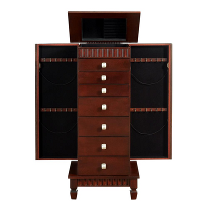 Contemporary Merlot-Finish Jewelry Armoire