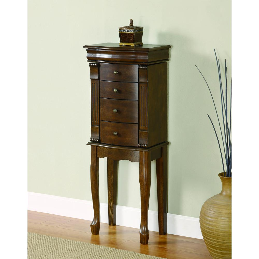 Louis Philippe-Style Walnut-Finish Jewelry Armoire