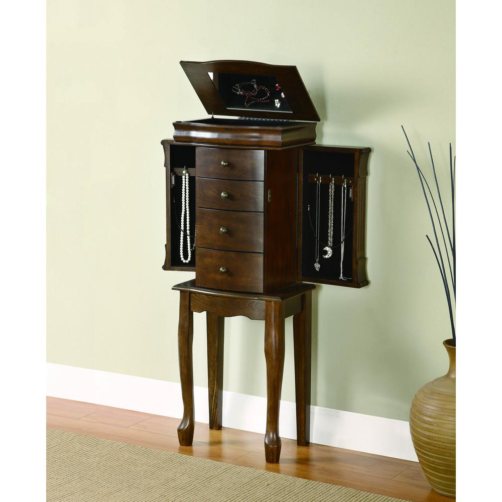 Louis Philippe-Style Walnut-Finish Jewelry Armoire