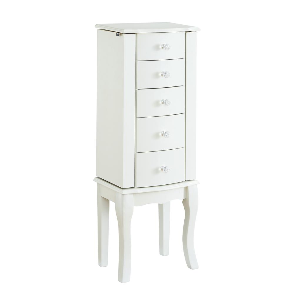 Classical White-Finished Jewelry Armoire