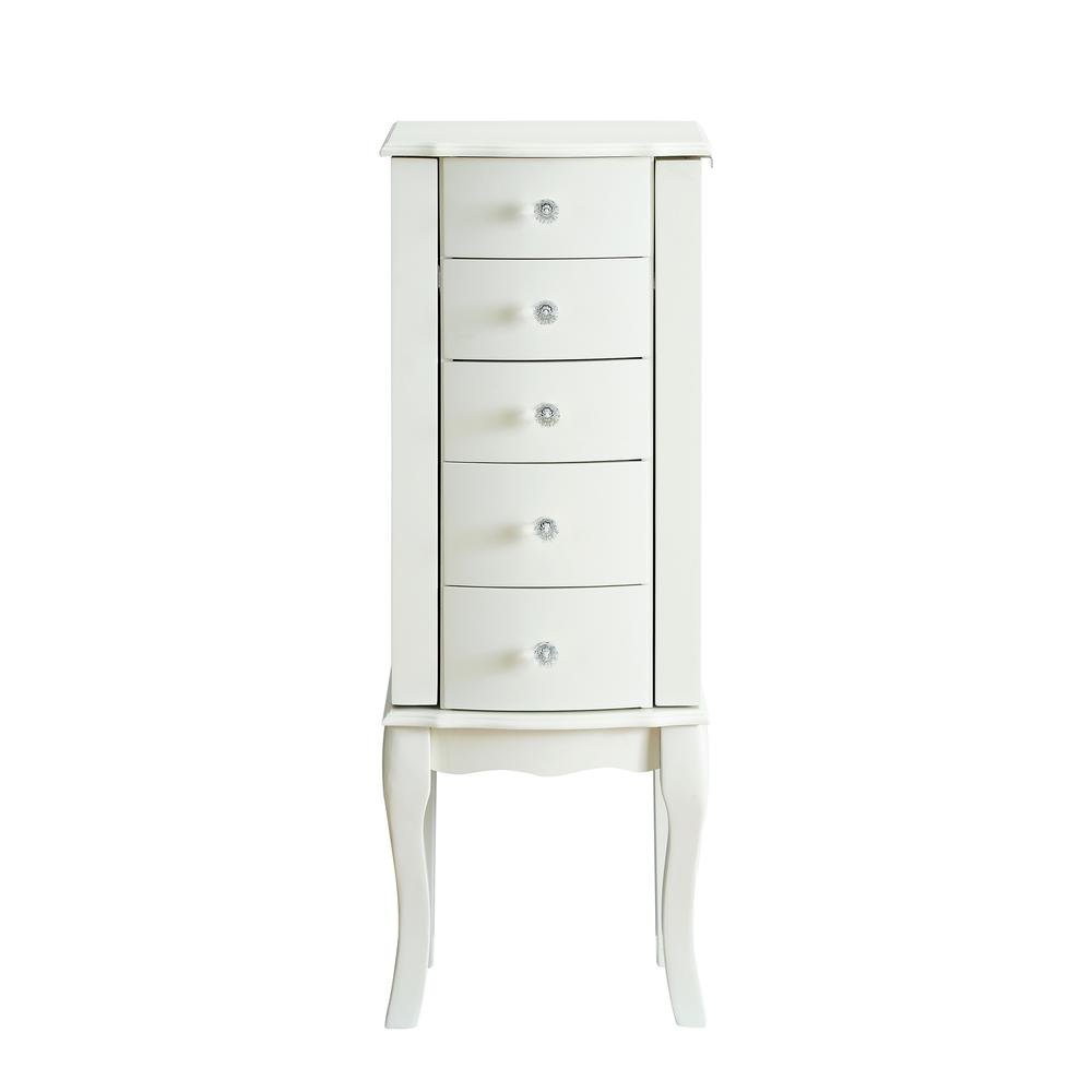 Classical White-Finished Jewelry Armoire