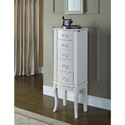 Classical White-Finished Jewelry Armoire
