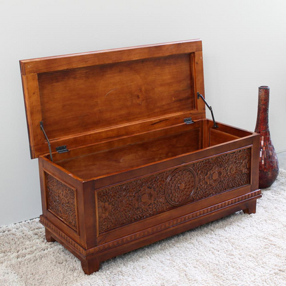 Ming-Style Carved Wood Storage Trunk