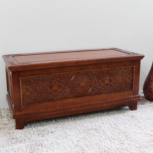 Ming-Style Carved Wood Storage Trunk