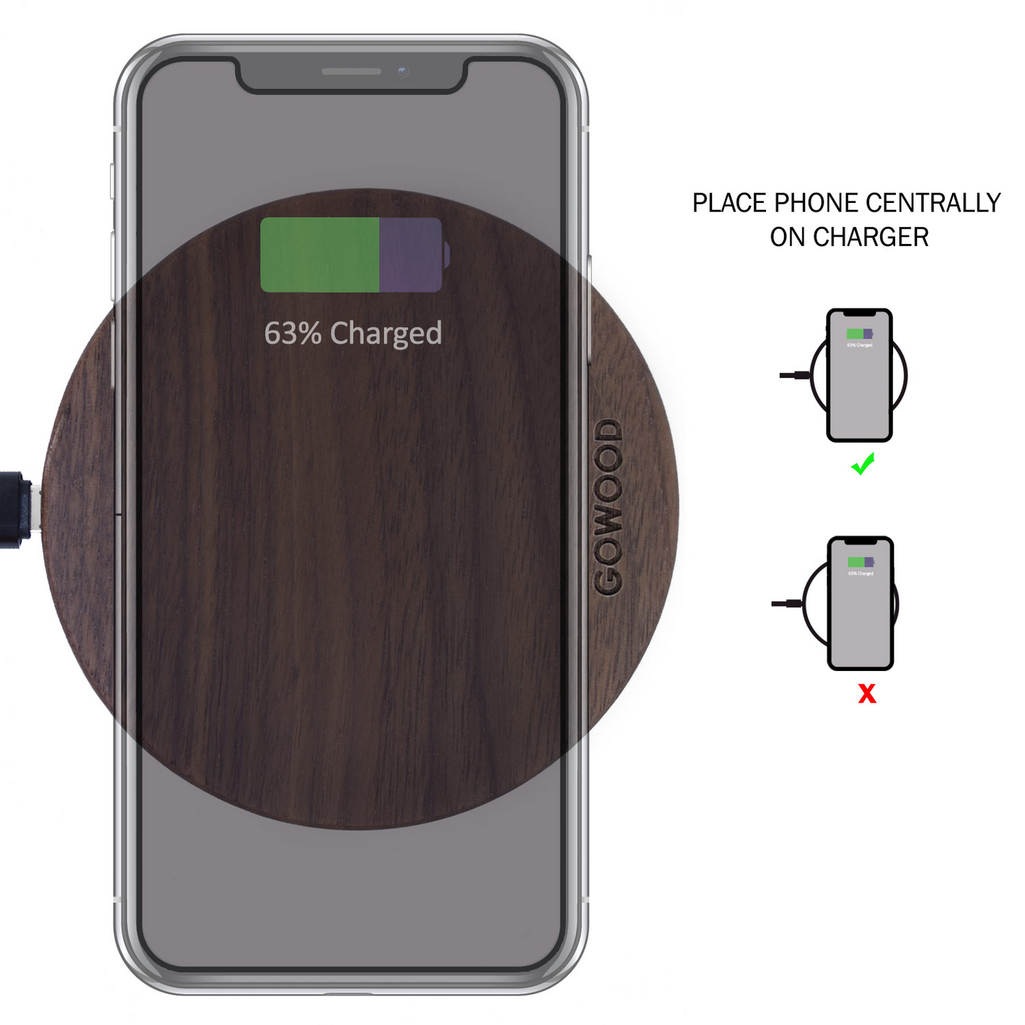 15W Fast Wireless Charger (Walnut Wood)