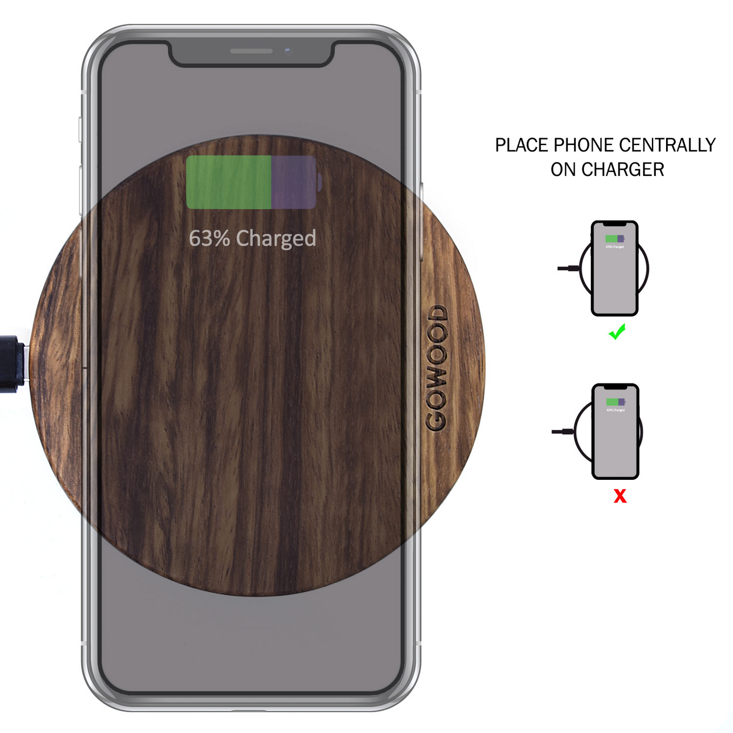 15W Fast Wireless Charger (Zebra Wood)