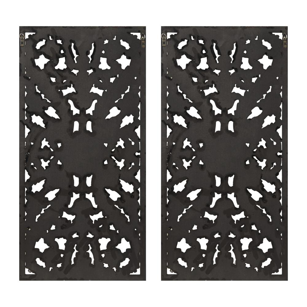 Antique Silver and Brown Carved Panel Set Home Décor (Set of 2 Panels)