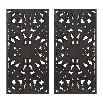 Antique Silver and Brown Carved Panel Set Home Décor (Set of 2 Panels)