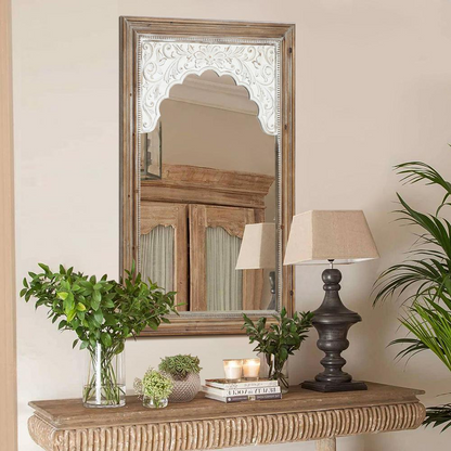 Wood Framed Rectangular Accent Wall Mirror