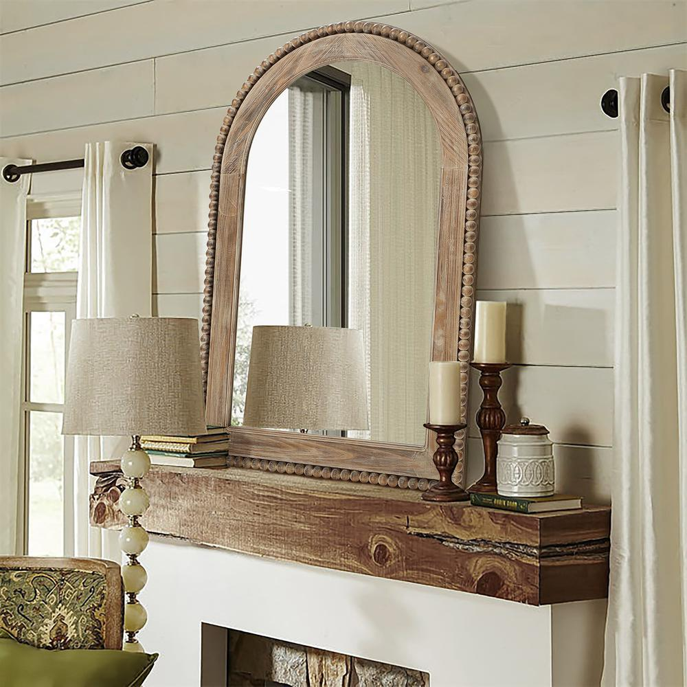 Wood Framed Arch Window Design Wall Mirror