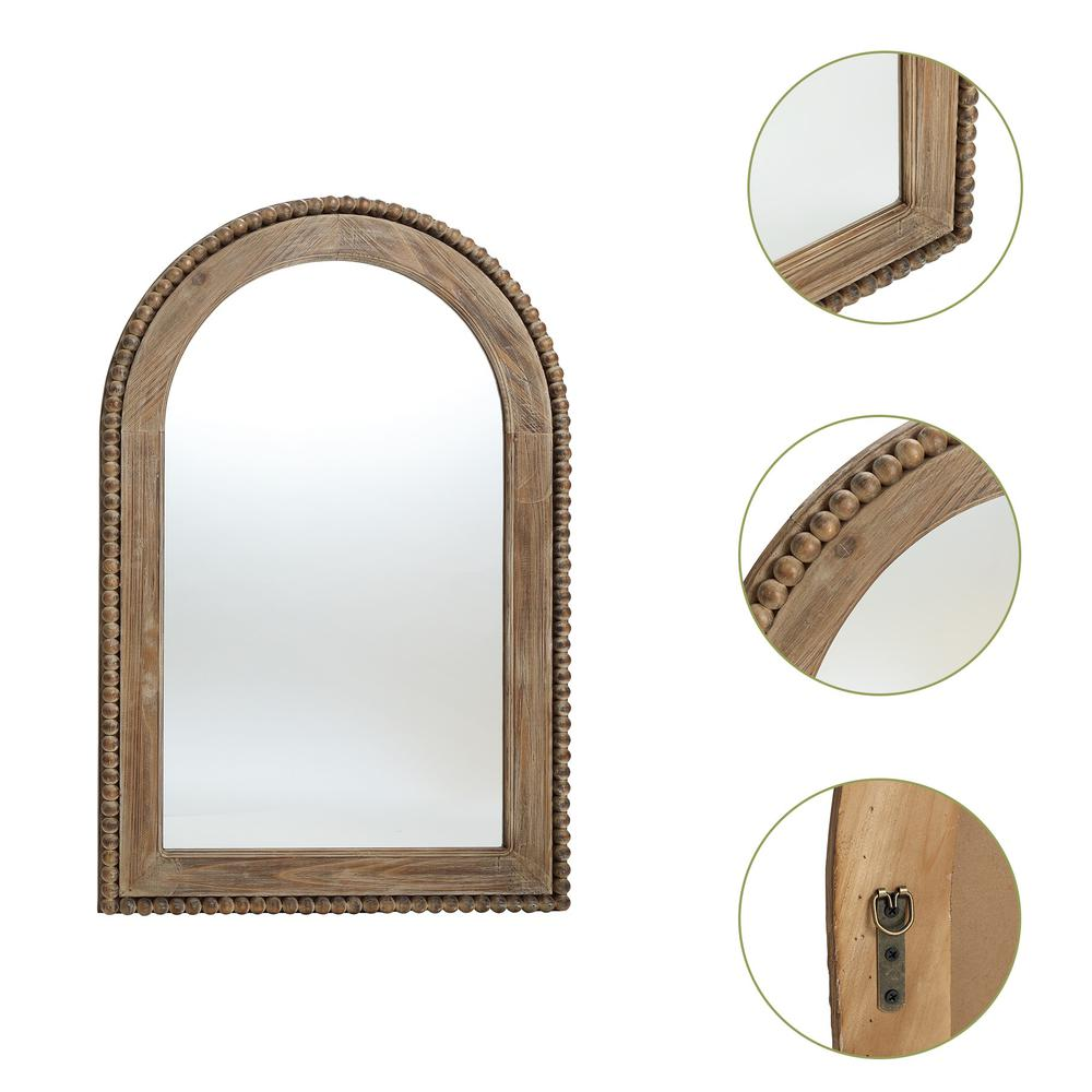 Wood Framed Arch Window Design Wall Mirror