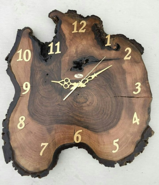 3D Handmade Wood and Resin Wall Clock (With Numbers)