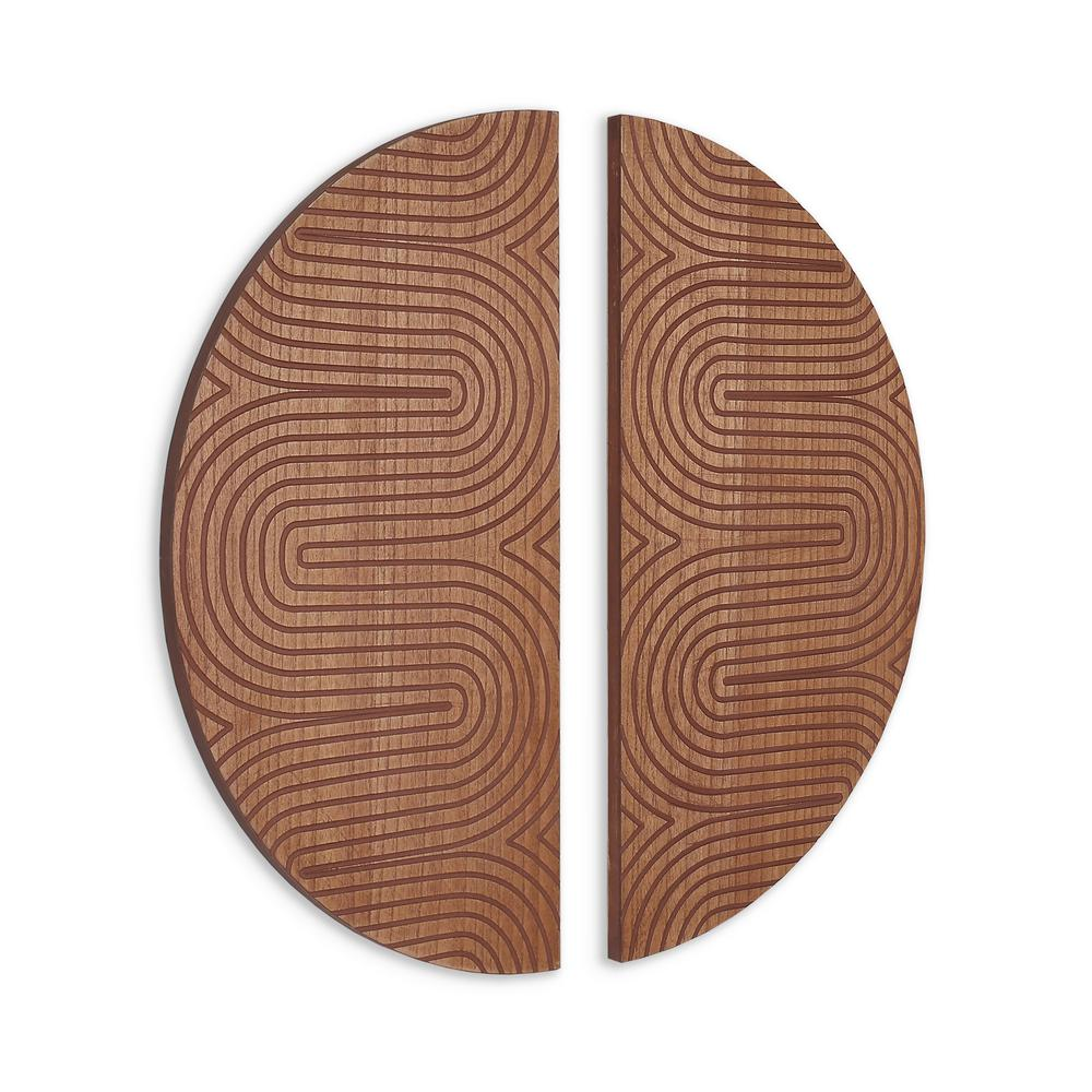 Round Dane Wood Carved Home Décor (Set of 2 Panels)