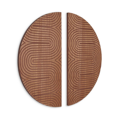 Round Dane Wood Carved Home Décor (Set of 2 Panels)