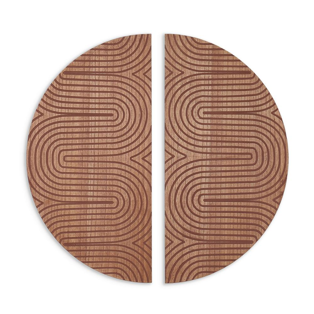 Round Dane Wood Carved Home Décor (Set of 2 Panels)