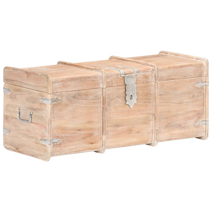 Solid Acacia Wood Storage Chest, with White Finish