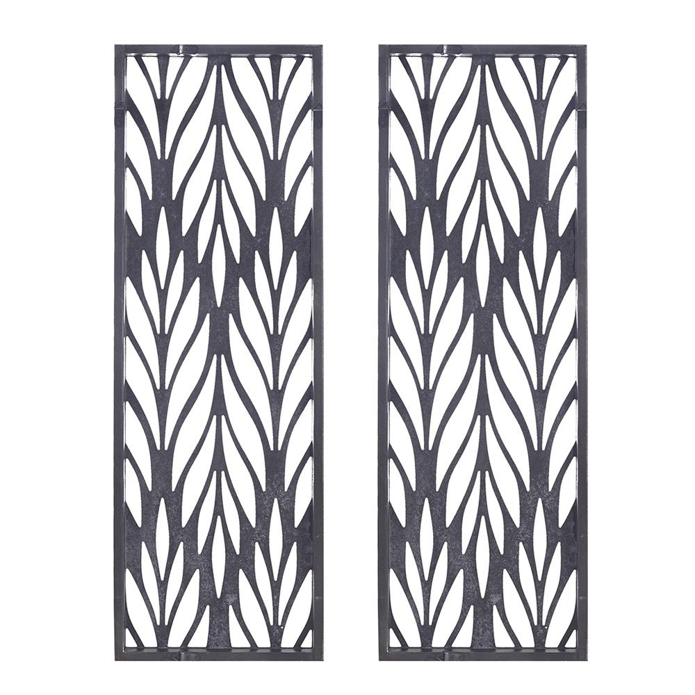 Botanical-Design Gray Wood Panel Home Décor (Set of 2 Panels)