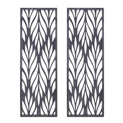 Botanical-Design Gray Wood Panel Home Décor (Set of 2 Panels)