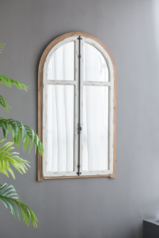 Arched Wooden Wall Mirror