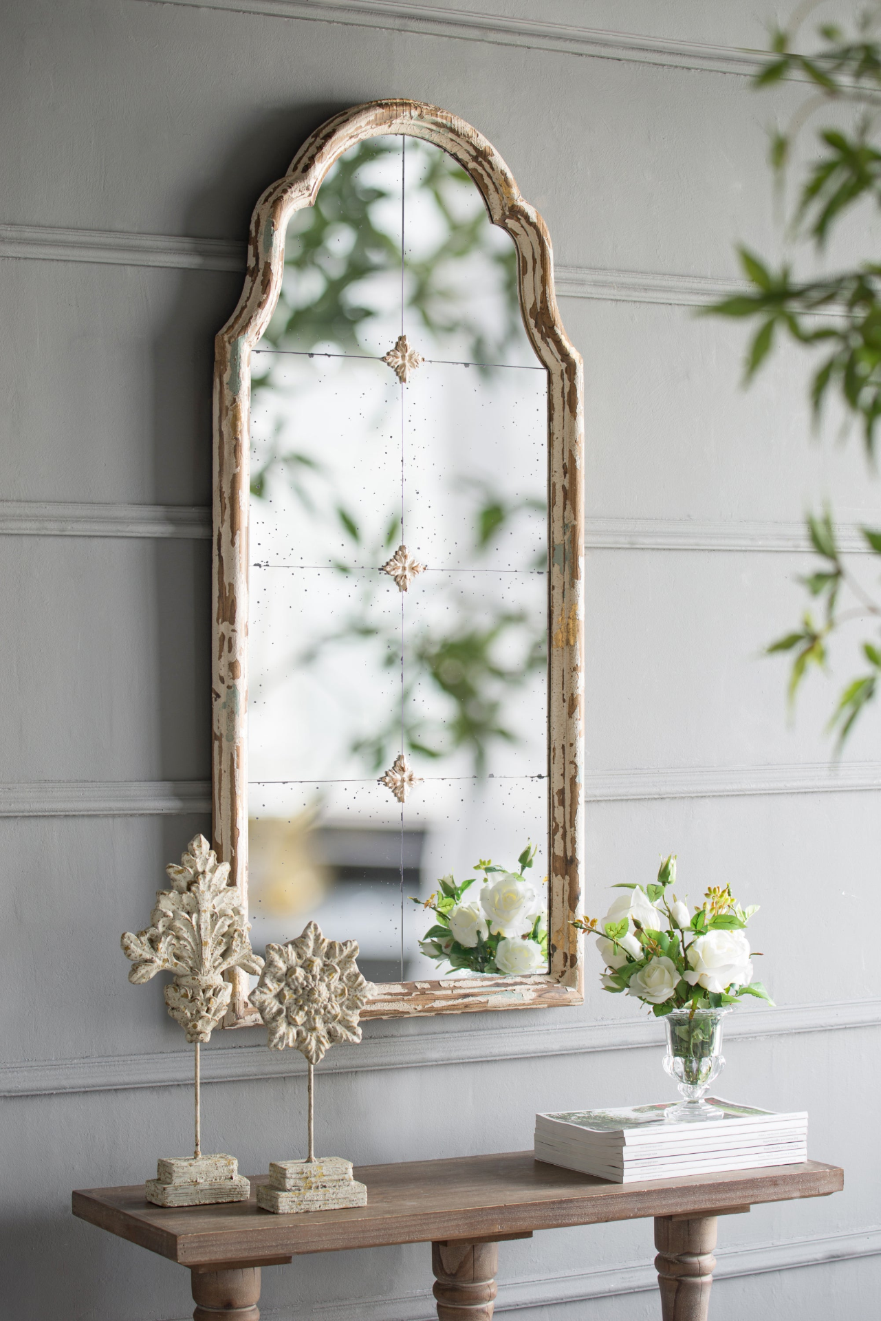 Large Cream & Gold Framed Wall Mirror