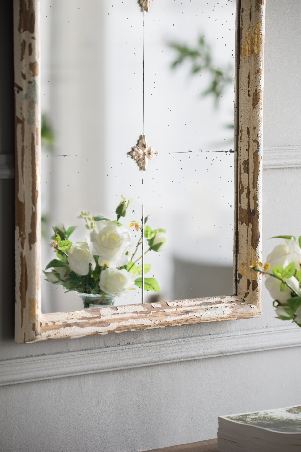 Large Cream & Gold Framed Wall Mirror