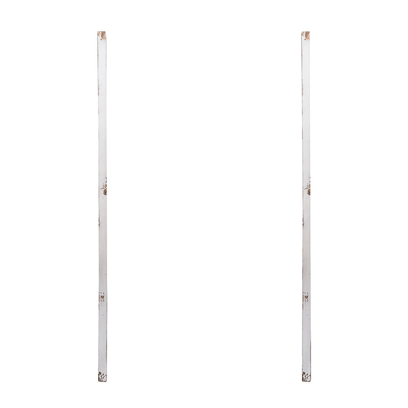 Wooden Panels in Distressed White Finish and Round Mirror Accents (Set of 2)