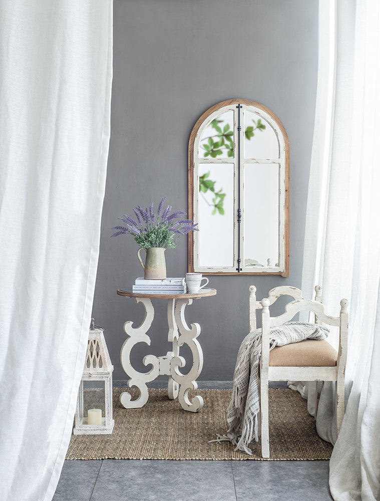 Arched Wooden Wall Mirror