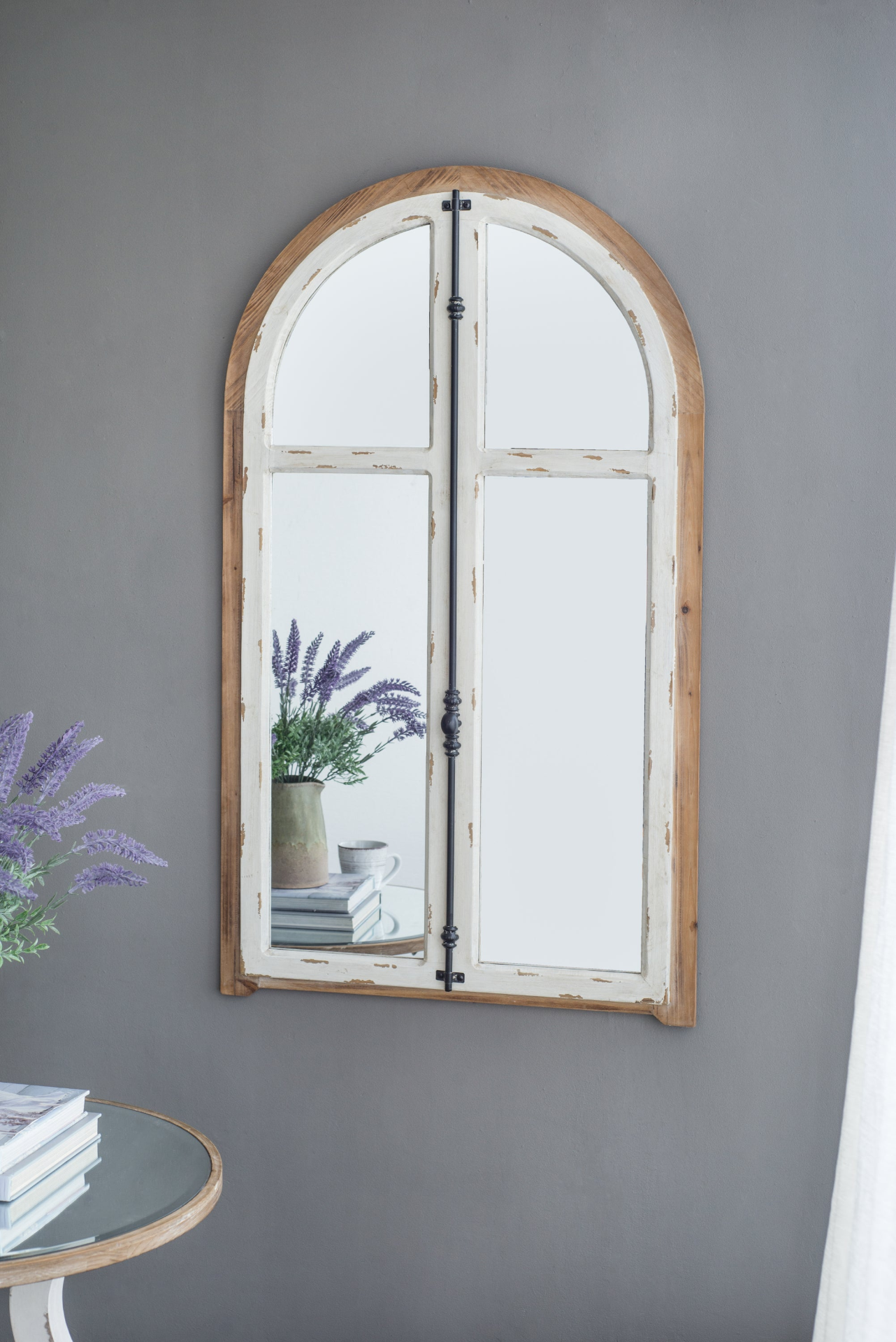 Arched Wooden Wall Mirror